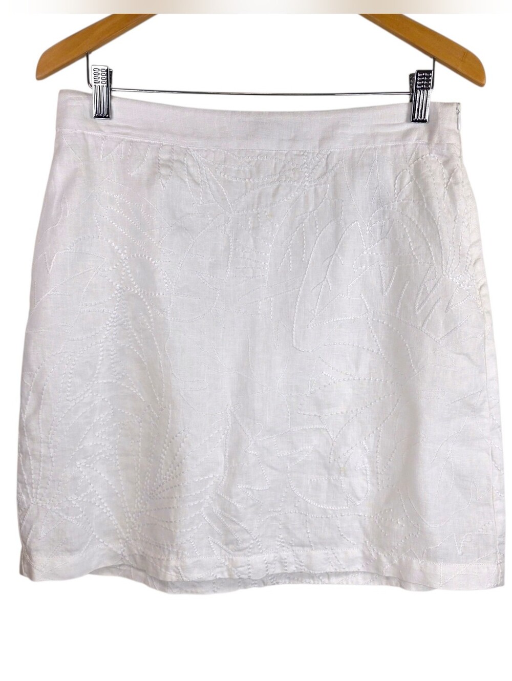 Tommy Bahama Embroidered Linen Mini Skirt Sz 4 Resortwear Tropical Coastal EUC